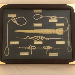 Framed Nautical Knot Display with Carved Ivory-Colored Marlinspike - #2